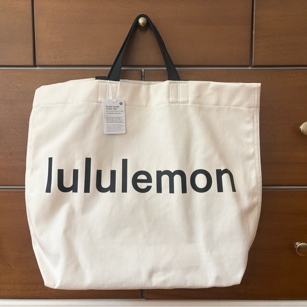 Lululemon Double-Handle Cream Canvas Tote Bag